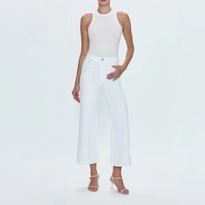 Pistola Lana Cuffed Crop High Rise Wide Leg Jeans White Women 26
